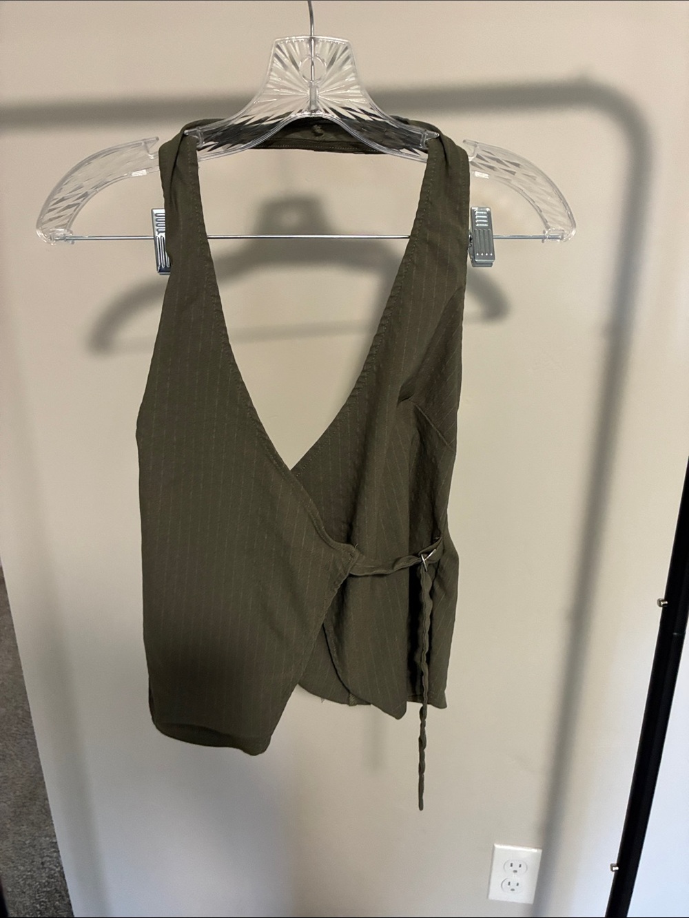 Olive Green Wrap Tie V-Neck Camisole